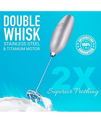 Zulay Milk Frother Double Whisk With Stand Teal