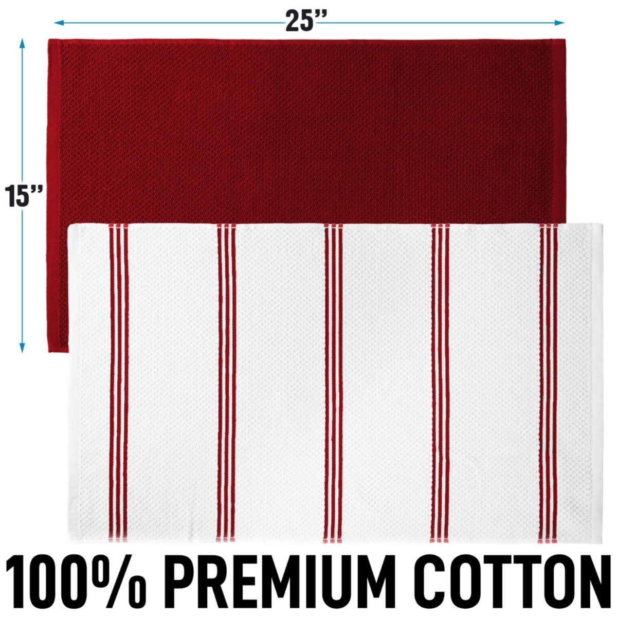 3 Pack Absorbent Kitchen Towels Cotton 15x25 Inch