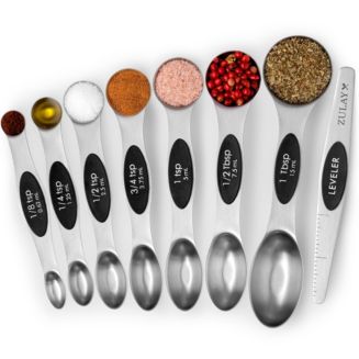 Zulay Kitchen 8 Piece Set Premium Stainless Steel Magnetic Measuring Spoons with Leveler - Macy's