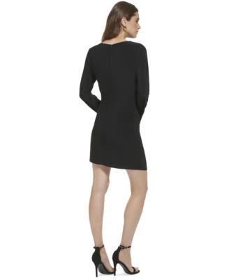 DKNY ★【ドレス】Twist Detail Knit Midi Dress 柔らかな肌触り DKNY Side-Ruched Long-Sleeve Knit Dress - Macy's