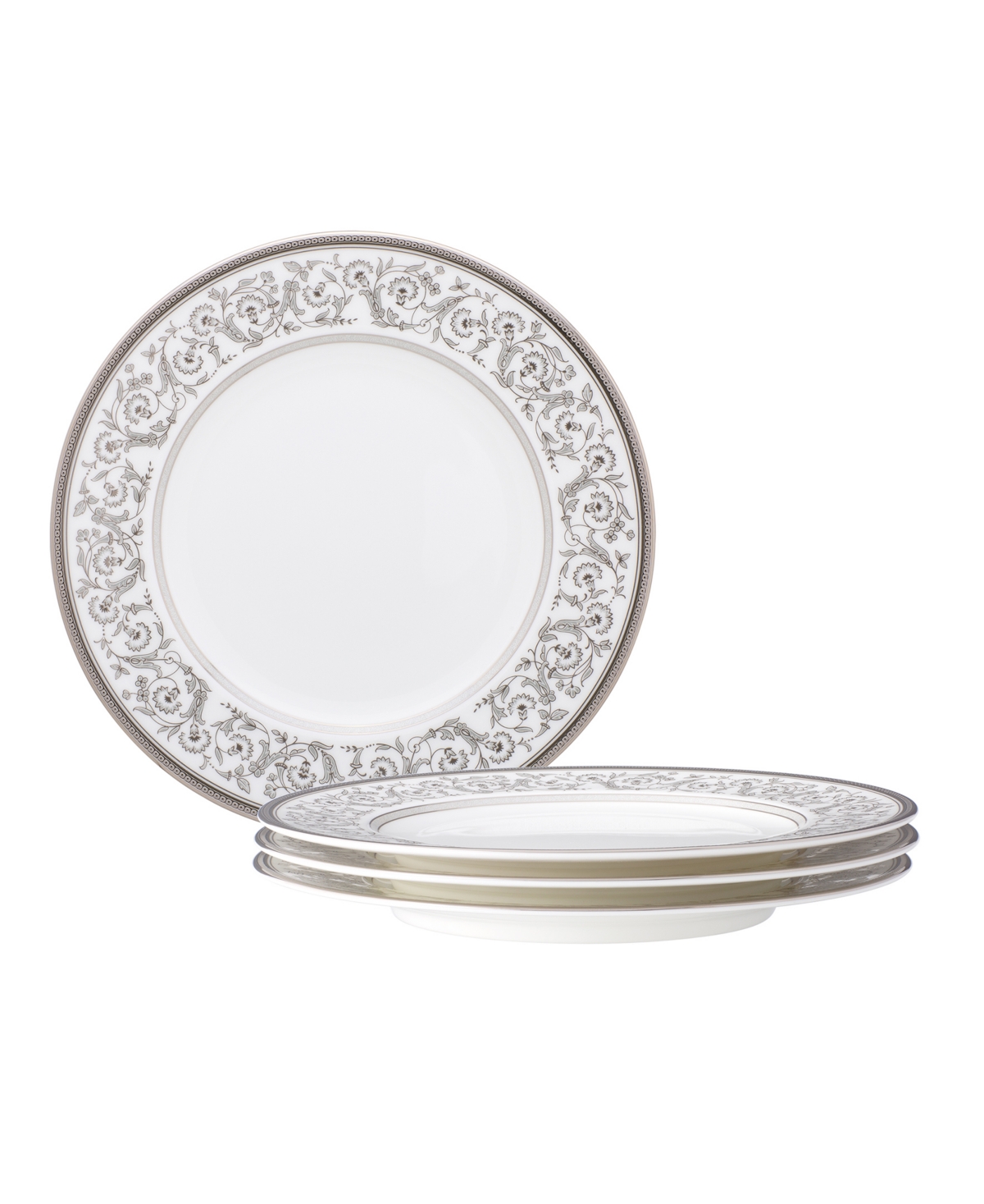 Noritake Summit Platinum Set Of 4 Salad Plates, Service For 4 In White