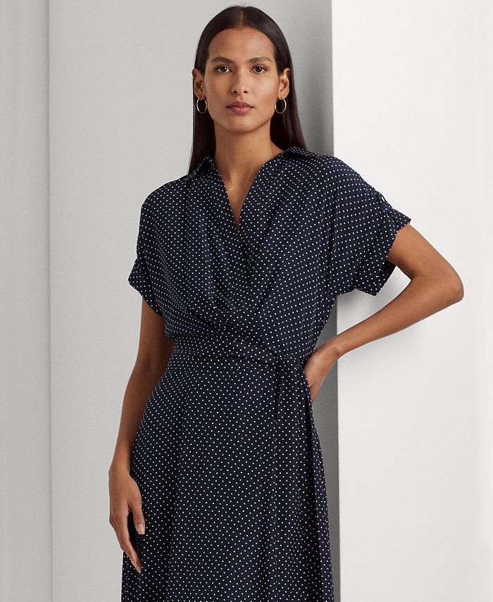 Lauren Ralph Lauren Women's Polka-Dot Crepe Dress - Macy's