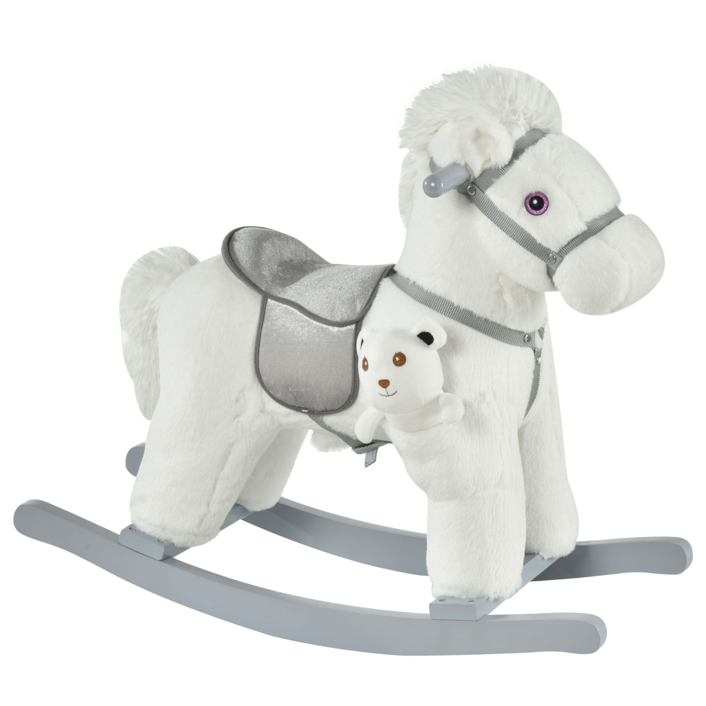Детская мягкая игрушка Qaba Plush Rocking Horse, 66 lbs. Capacity, Ages 3+ — фото 1