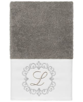 Turkish Cotton Monica Embellished Towel 3 Piece Set - Dark Gray