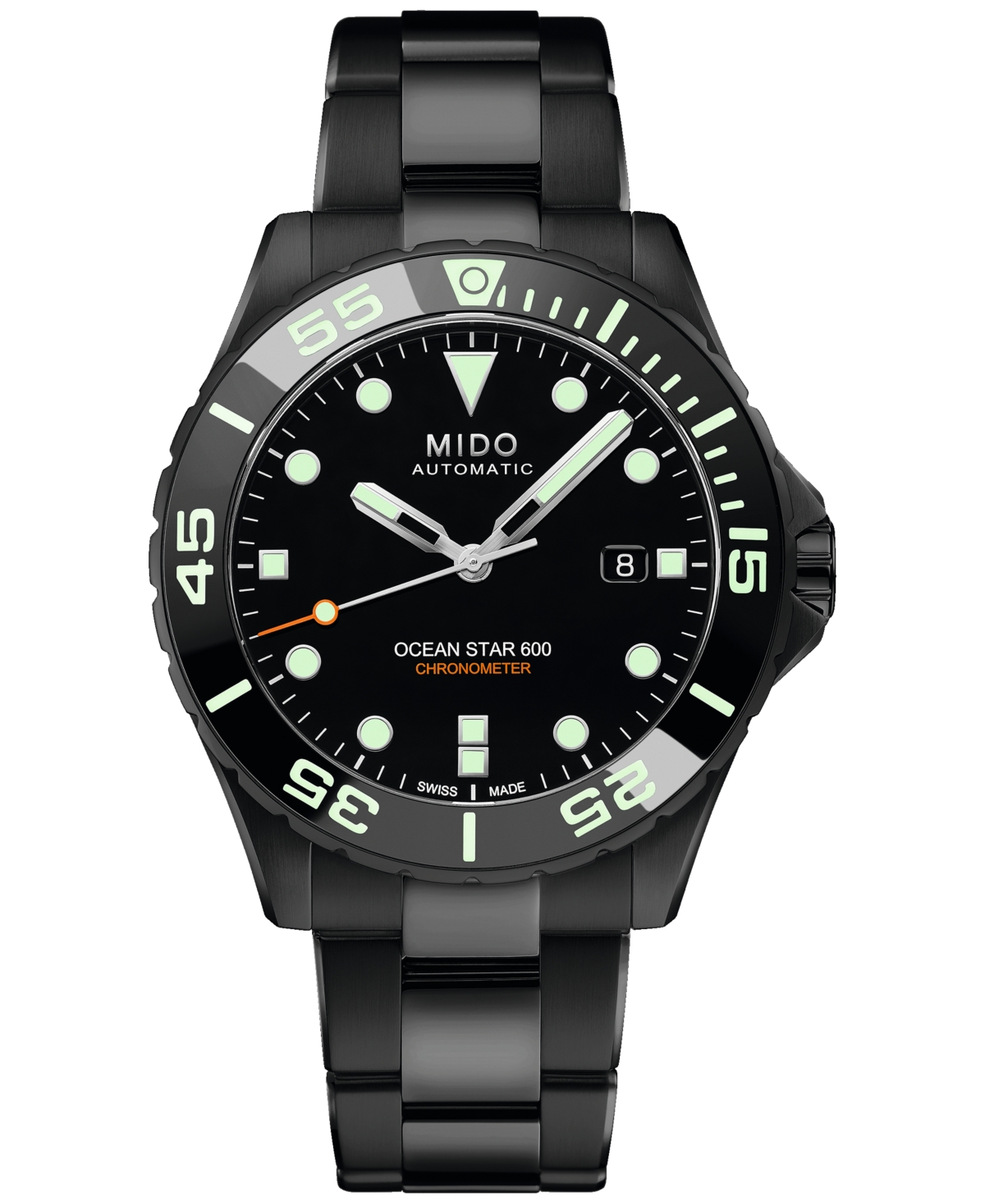 Men's Swiss Automatic Ocean Star 600 Chronometer Black Pvd Stainless Steel Bracelet Watch 44mm - Black