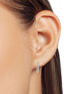 Diamond Double Row Small Hoop Earrings (1/2 ct. t.w.) in Sterling Silver & 14k Gold-Plate