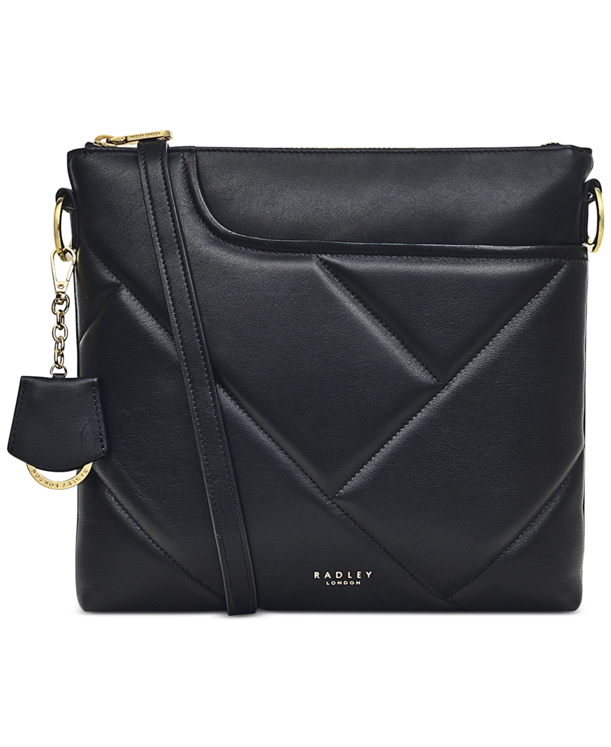 Quilted Leather Zip-Top Crossbody - Black