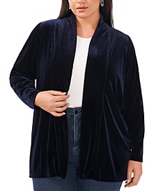 Plus Size Open-Front Long-Sleeve Cardigan