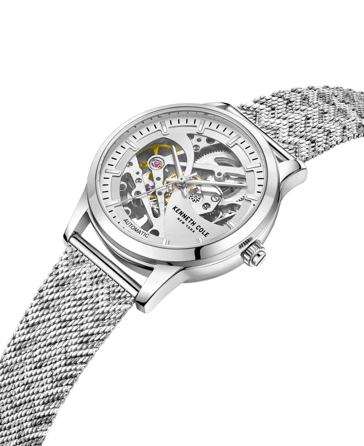 Kenneth Cole New York Women's AutomaticTone Stainless Steel Mesh Bracelet Watch 36mm - Silver