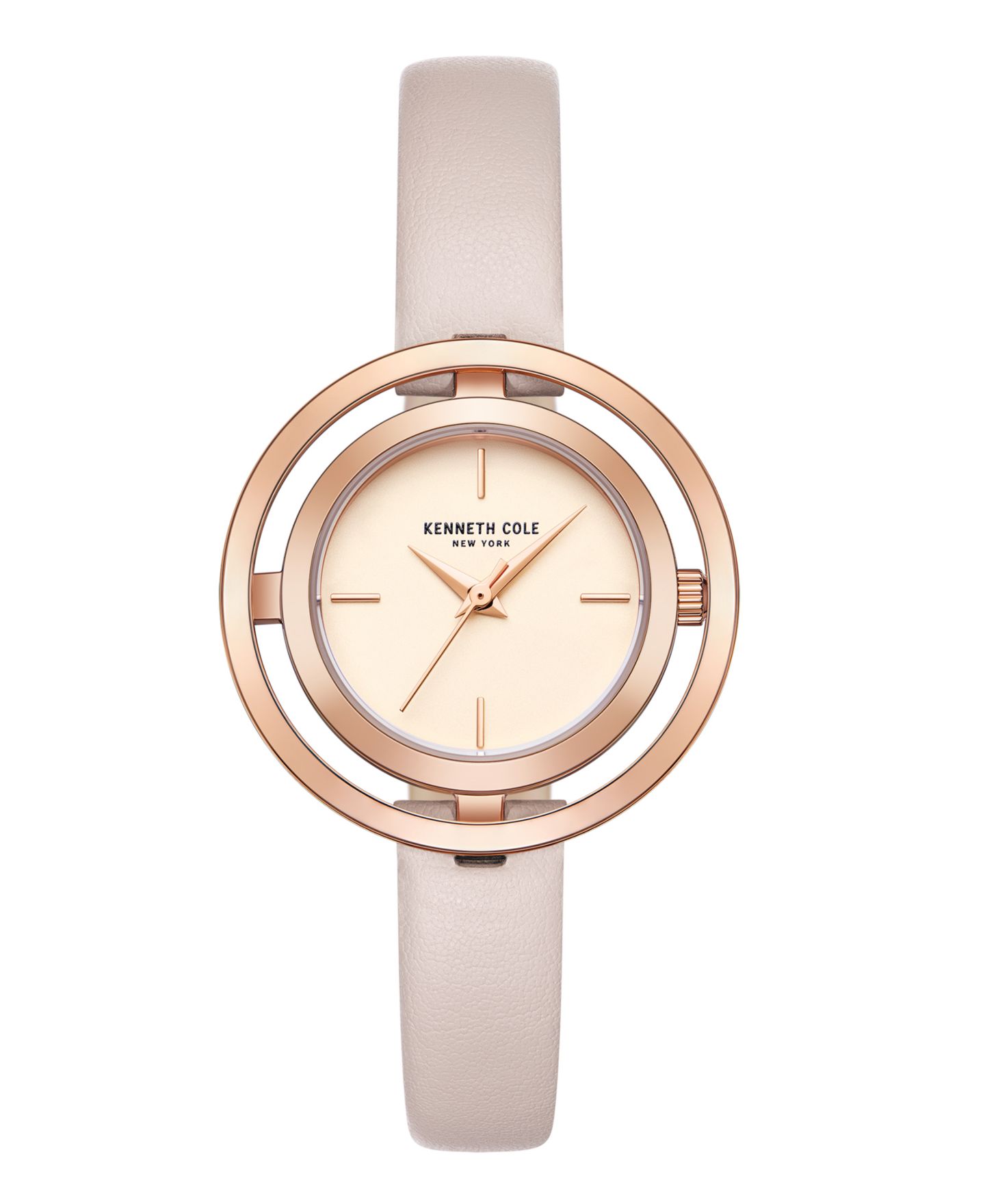 Женские часы Kenneth Cole New York Transparency Dial Nude Genuine Leather Strap Watch 32mm — фото 1