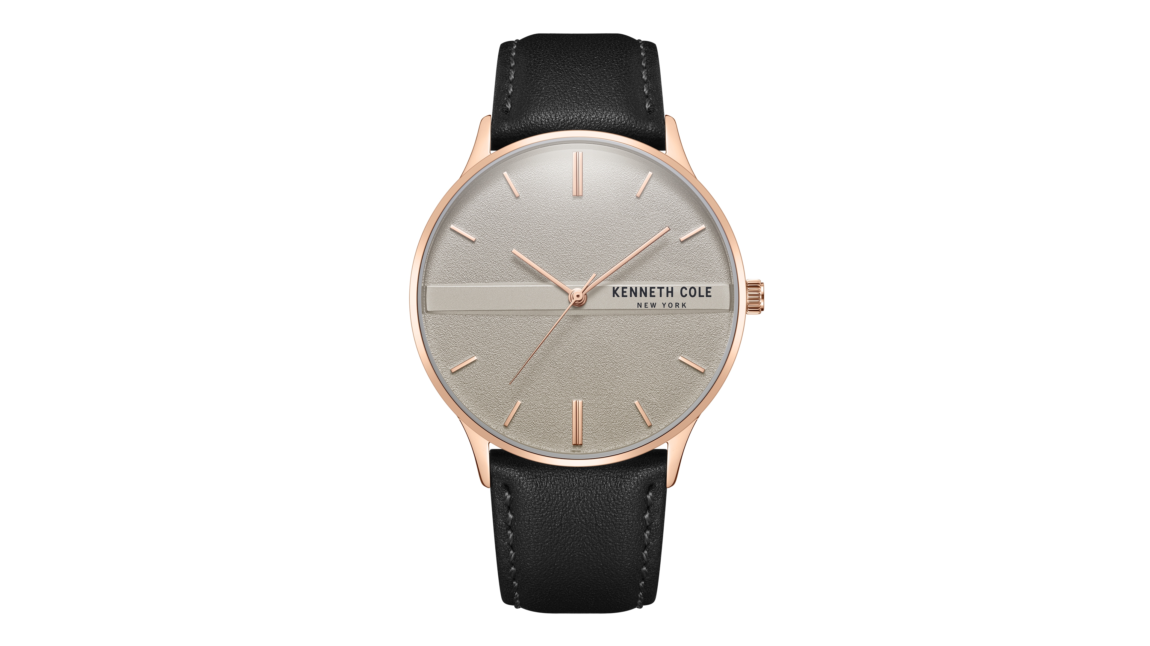Kenneth Cole New York Men's Modern Classic Black Genuine Leather Strap Watch 42mm