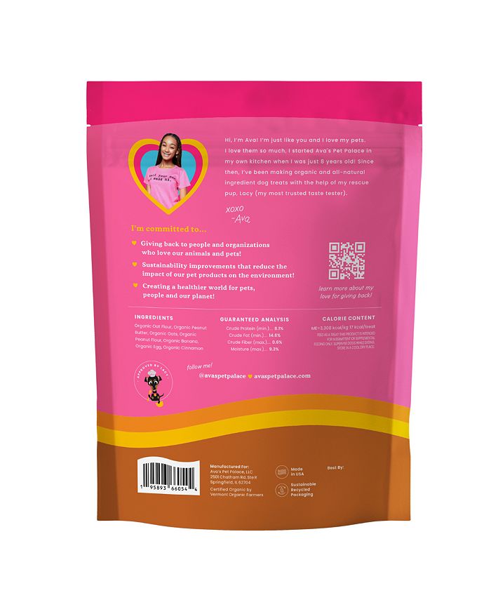 Ava's Pet Palace Peanutty Paws Organic Baked Biscuit Treats for Dogs