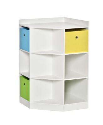 Kids Storage Organizer for Small Bedrooms, Corner Shelf, White