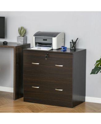 Wood Office File Cabinet with Drawers, Lock and Key for A4 Size,