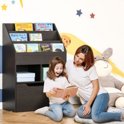 Kids Bookcase w/ Wheel Drawer for Books, Toys,
