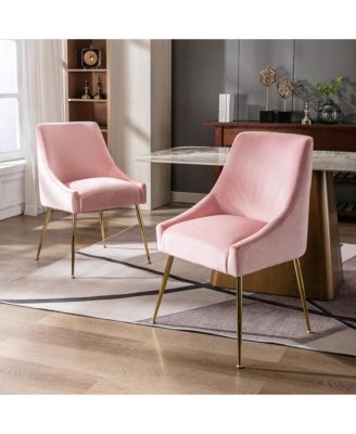 Upholstered Performance Velvet Accent Chair With Metal Leg (Set of 2)