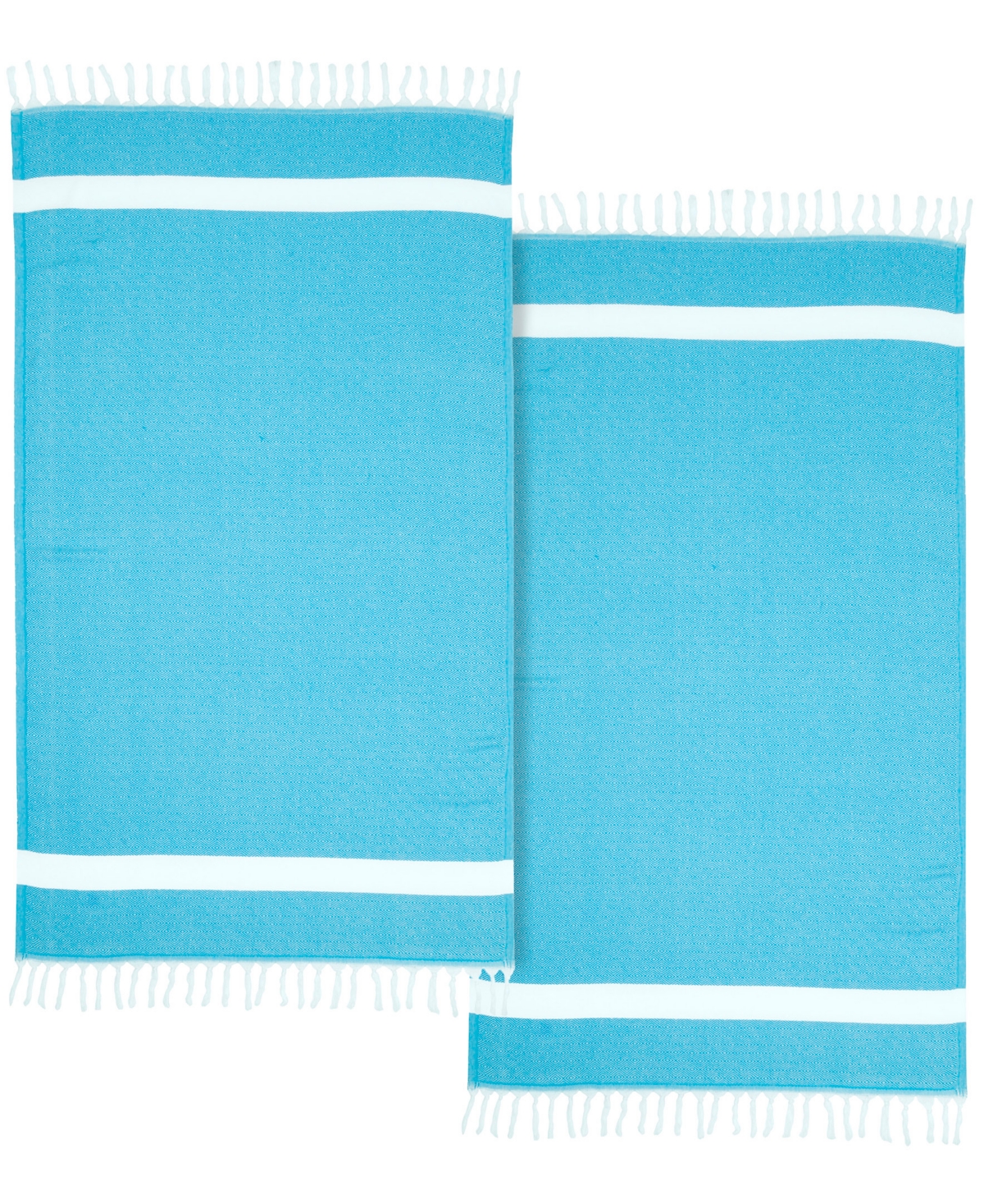 Linum Home Textiles 100% Turkish Cotton Diamond Pestemal Beach Towel Collection, 2 Piece In Turquoise