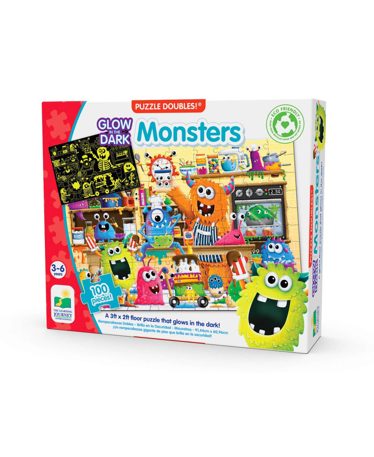 The Learning Journey Babies' - Doubles Glow In The Dark Monsters 100 Pieces Puzzle Set In Multi Colored