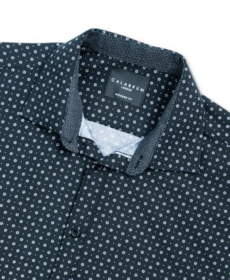 Men's Regular Fit Geo Print Wrinkle Free Performance Dress Shirt - Macy's
