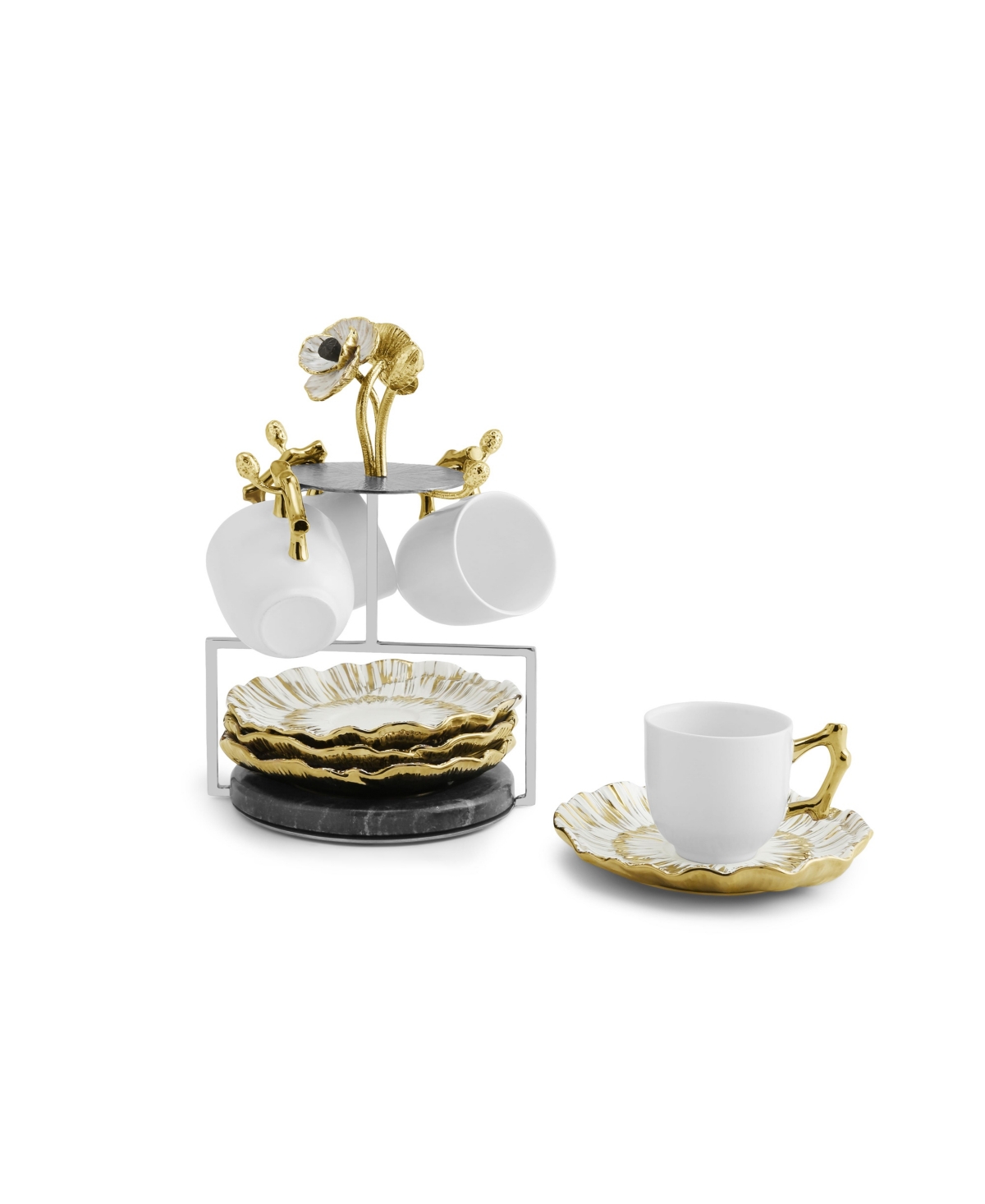 Michael Aram Anemone Demitasse 8 Piece Set With Stand