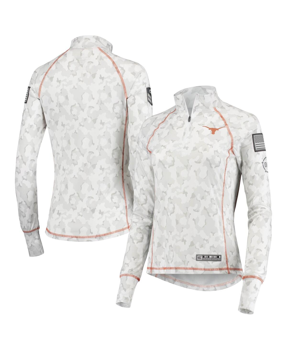 Women's Colosseum White Texas Longhorns Oht Military-inspired Appreciation Officer Arctic Camo 1/4-zip Jacket - White