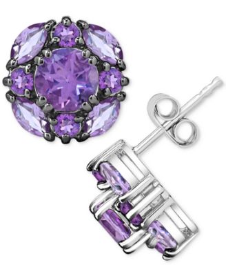 Macy's Amethyst (1-7/8 Ct. T.w.) & Pink Amethyst (1 Ct. T.w.) Cluster ...