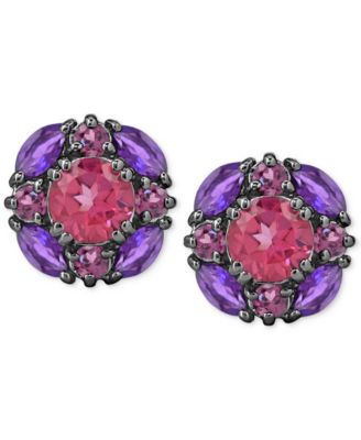 Multi-Gemstone Cluster Stud Earrings (3-5/8 ct. t.w.) in Sterling Silver