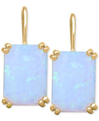 Lab-Grown Opal Leverback Hoop Earrings (9 ct. t.w.) in 14k Gold-Plated Sterling Silver