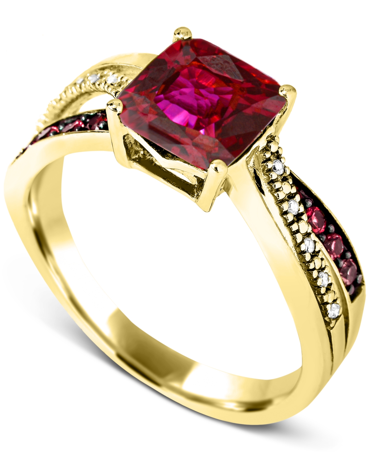 Macy's Lab-grown Ruby (2 Ct. T.w.) & Diamond Accent Swirl Ring In 14k Gold-plated Sterling Silver