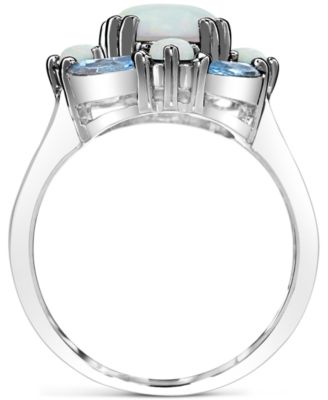 Lab-Grown Opal (1-1/2 ct. t.w.) & Swiss Blue Topaz (1-1/8 ct. t.w.) Cluster Ring in Sterling Silver