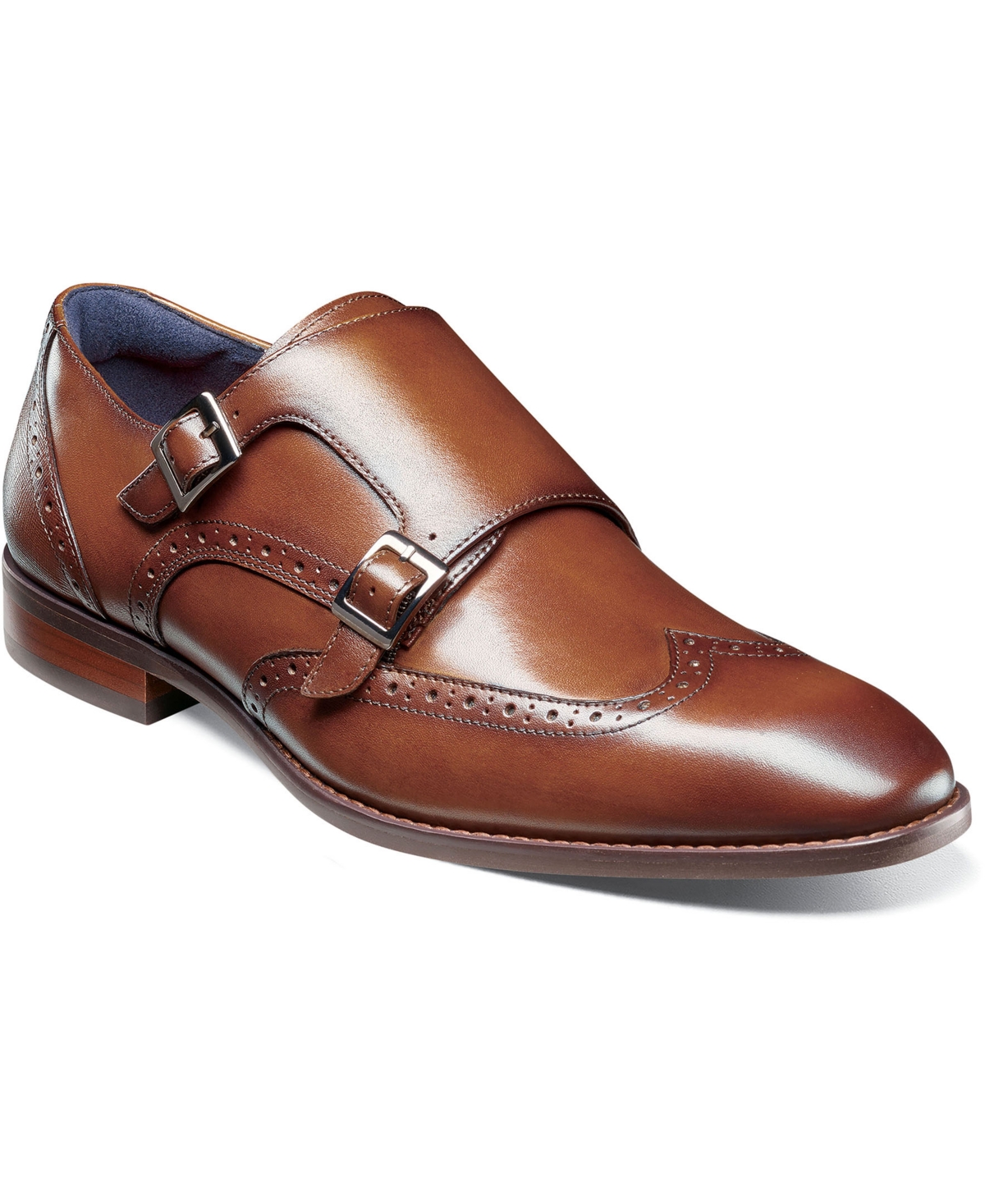 Men's Karson Wingtip Double-Monk Strap Dress Shoe - Cognac