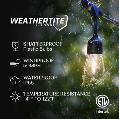 Ambience Pro 48-Ft Outdoor Solar LED String Lights with Warm White Hue