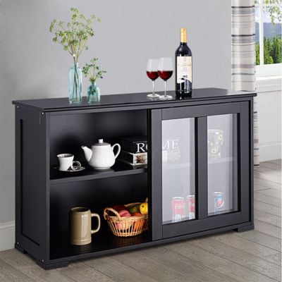 Storage Cabinet Sideboard Buffet Cupboard Glass Sliding Door