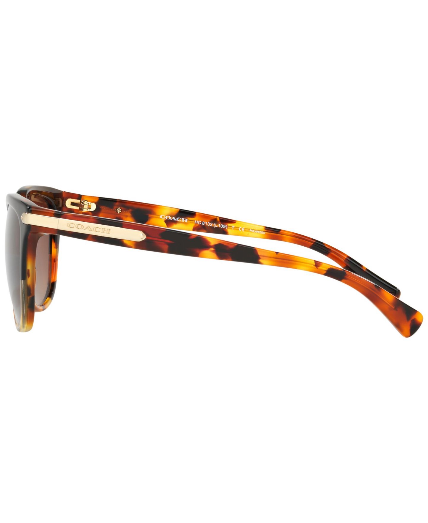 Женские солнцезащитные очки Coach Polarized Polarized Sunglasses, HC8132, цвет: Черепаховый / Коричневый градиентный — фото 3