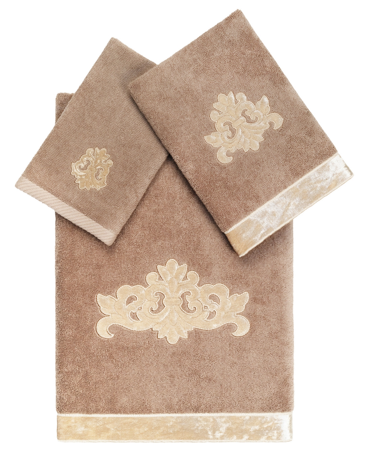 Linum Home Turkish Cotton May Embellished 3-pc. Bath Towel Set In Cocoa