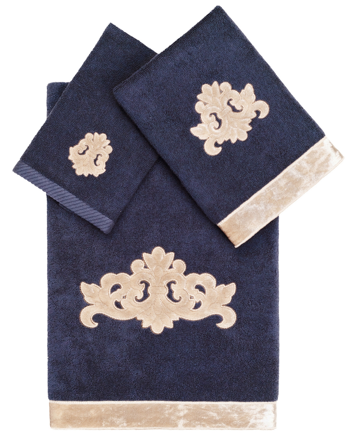 Linum Home Turkish Cotton May Embellished 3-pc. Bath Towel Set In Marine