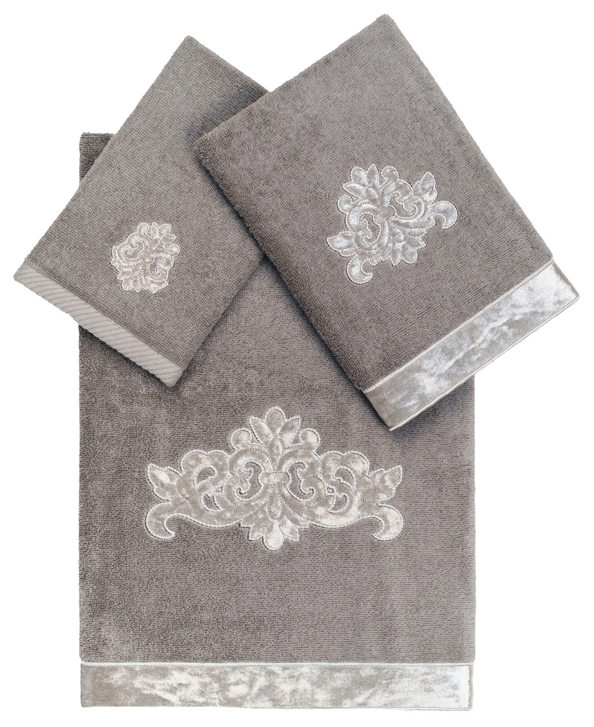 Linum Home Turkish Cotton May Embellished 3-pc. Bath Towel Set In Charcoal