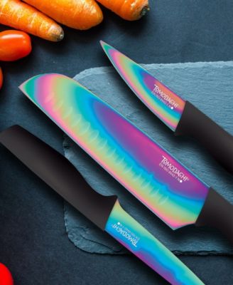 Tomodachi™ Rainbow Black 12-Pc. Knife Set with Matching Blade Guards, Titanium