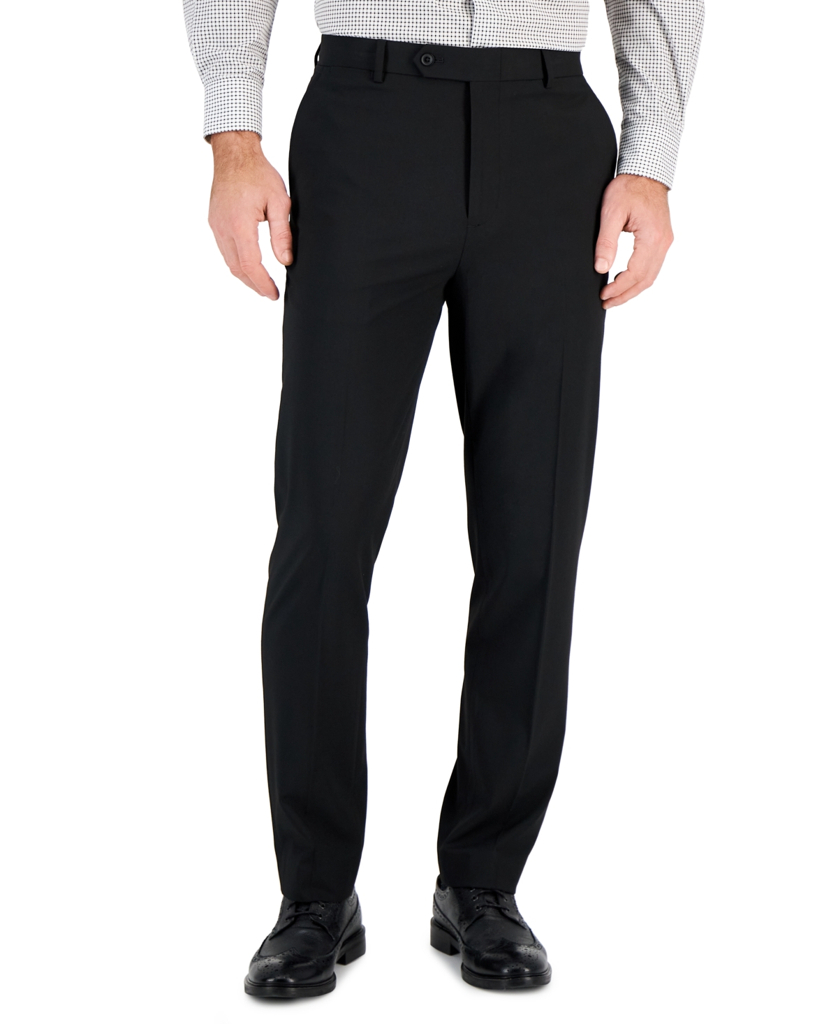 Vince Camuto Men's Slim-fit Spandex Super-stretch Suit Pants In Charcoal With Blue Grid