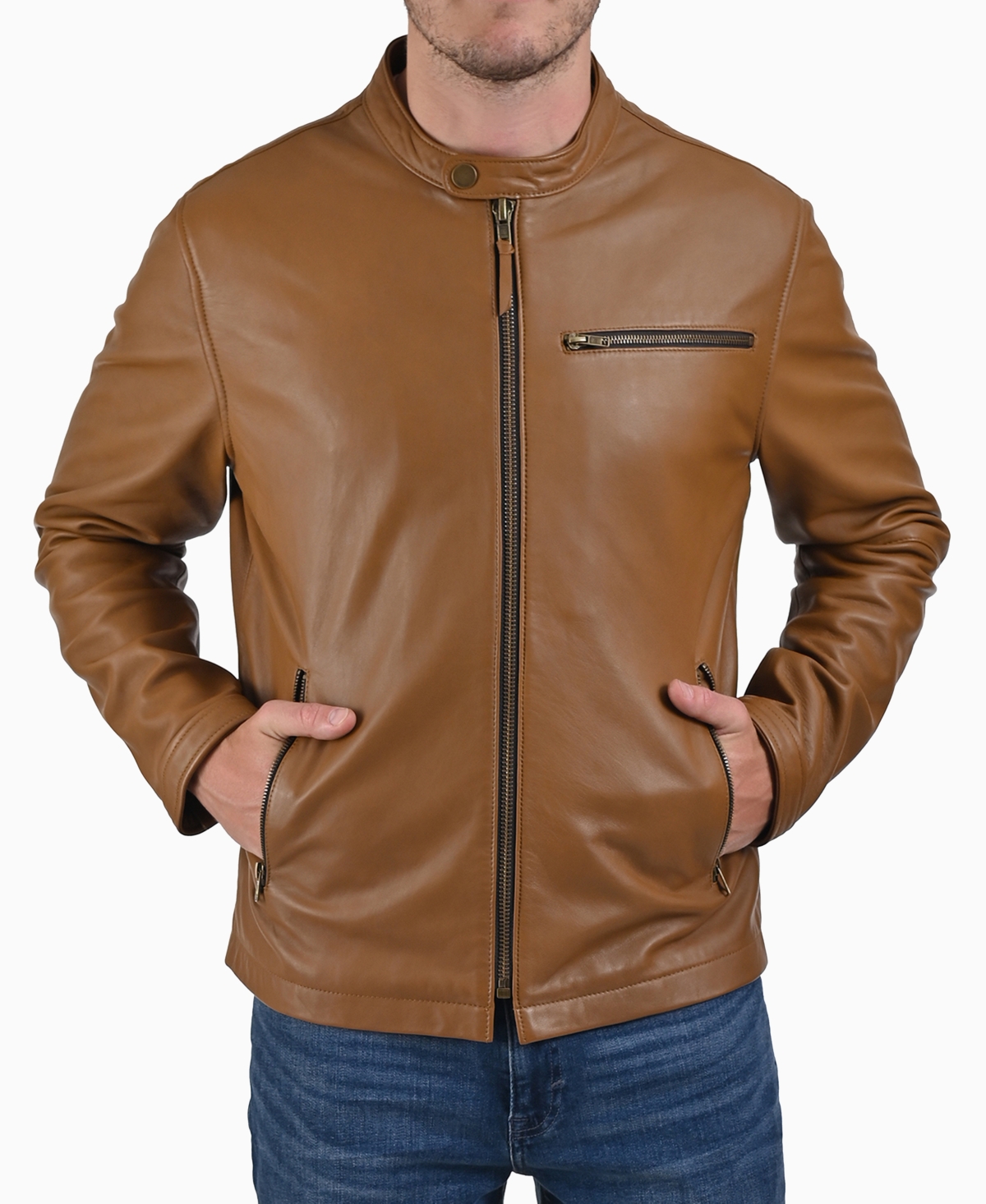 Frye Men's Classic Leather Cafe Racer Jacket