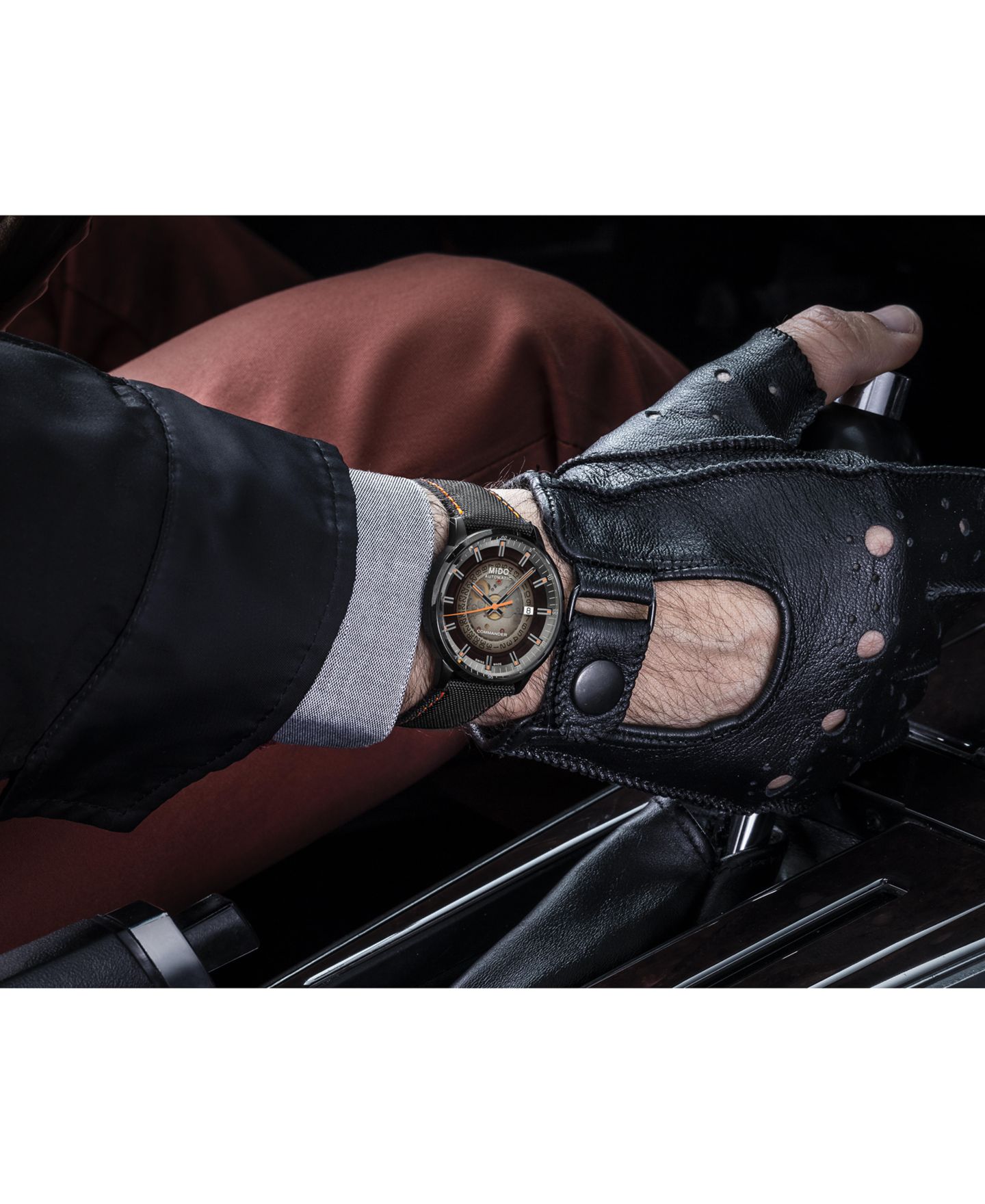 Мужские часы Mido Swiss Automatic Commander Gradient Black Fabric Strap Watch 40mm — фото 5