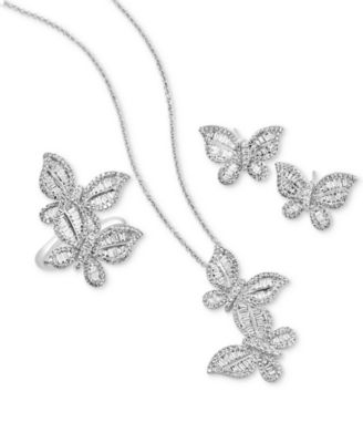 Effy Collection Effy Diamond Butterfly Earrings Ring Necklace Collection In 14k White Gold
