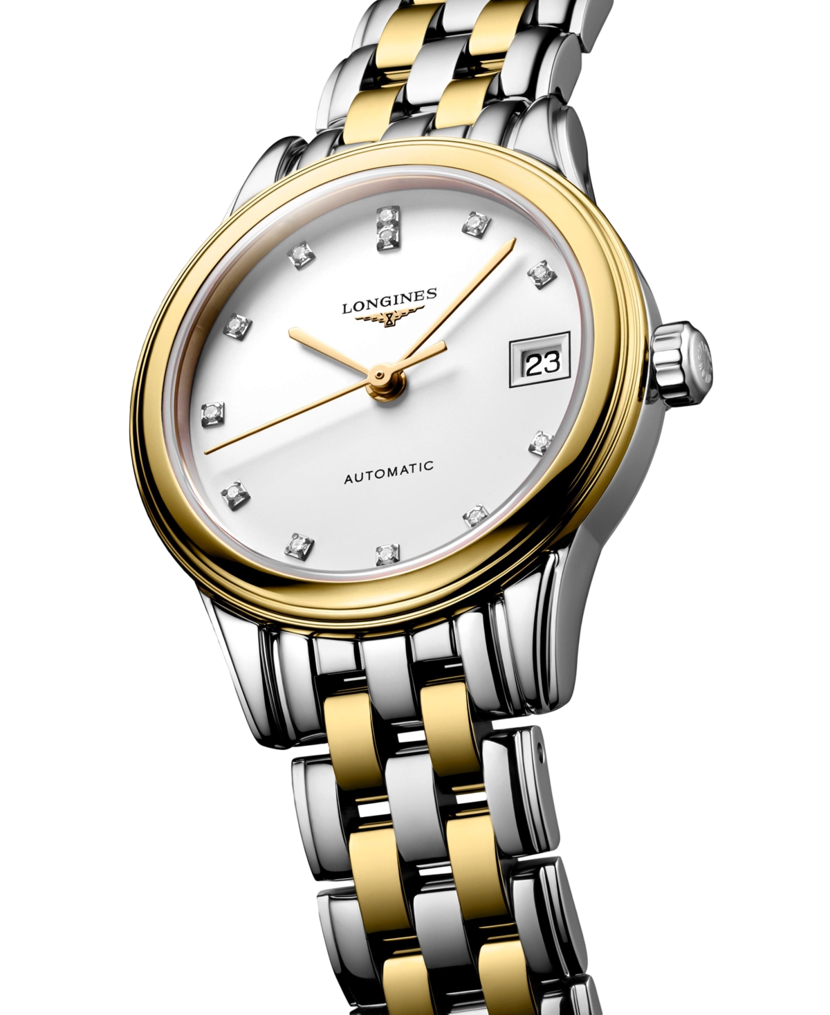Shop Longines Women's Swiss Automatic Flagship Diamond Accent Two Tone Stainless Steel Bracelet Watch 26mm L427432 In No Color