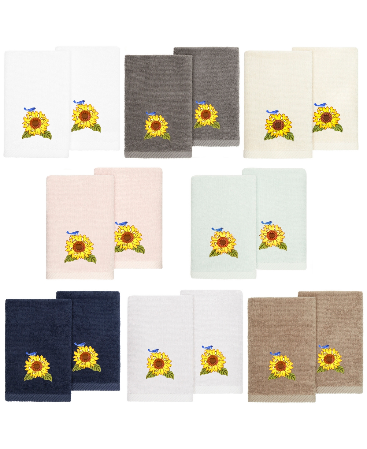 Linum Home Turkish Cotton Girasol Embellished 2-Pc. Fingertip Towel Set