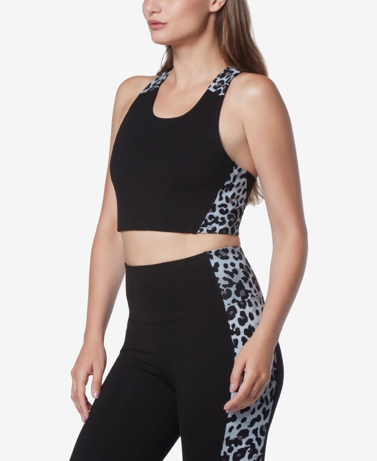 Andrew Marc Sport Women's Printed Cropped Tank Top - Gray Leopard