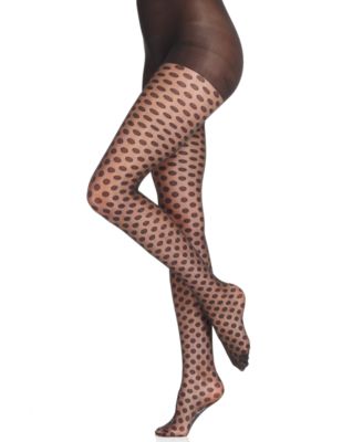 Photo 1 of SIZE 3 BLACK Hue Sheer Dot Control Top Pantyhose Sheers