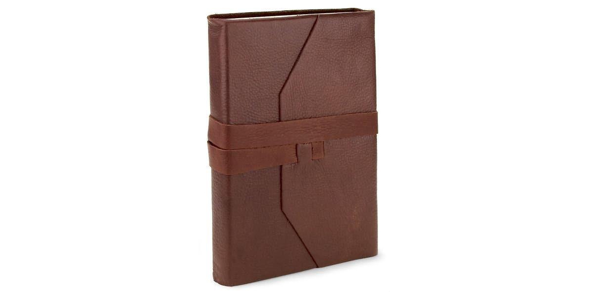 Wrap Soft Brown Italian Leather Journal with Lace Up Tie- Lined- 9''X7'' by Barnes & Noble