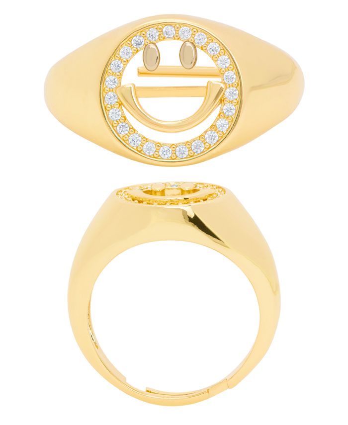 Macy's Gold Plated Cubic Zirconia Smiley Face Ring - Macy's