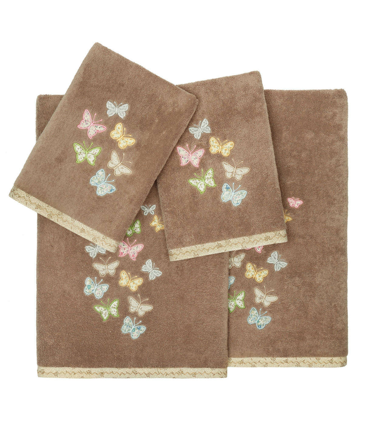 Linum Home Turkish Cotton Mariposa Embellished 4-pc. Bath Towel Set In Cocoa