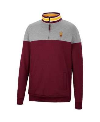 Men's Heathered Gray and Maroon Arizona State Sun Devils Be the Ball Quarter-Zip Top